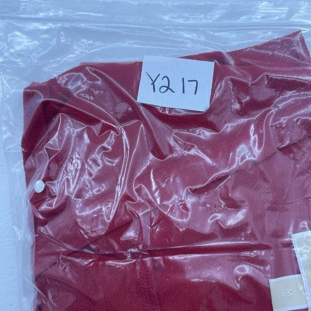 Michael Kors Medium‎ Blouse V-Neck Long Sleeve Red Lightweight Pockets Women's